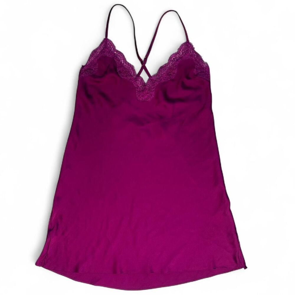 Vintage Victoria’s Secret Purple Satin Lace Slip Dress Size Small Y2K